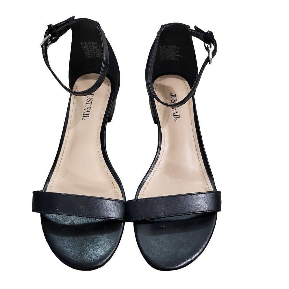 Just Fab‎ black mini heel sandals sz 7.5